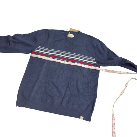 Marine Layer Re-Spun Allen Striped knit Sweater Light navy crew size medium new - Picture 6 of 9